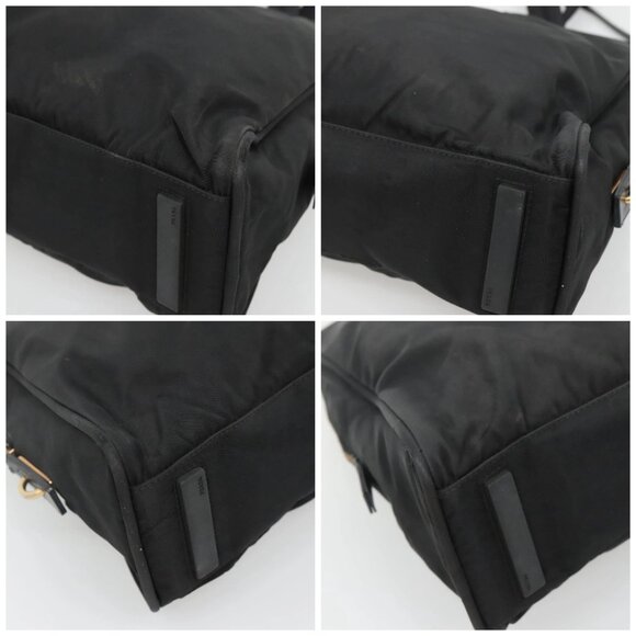 PRADA Hand Bag Nylon Black Gold Auth 141813 - Picture 14 of 16